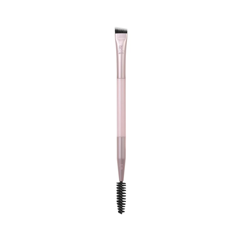 Real Techniques Dual-Ended Brow Brush, For Shaping & Filling Eyebrows, Travel-Friendly Spoolie & Liner Brush, Blend Natural, Full, or Laminated Brows, Luxury Applicator, Vegan, 1 Count