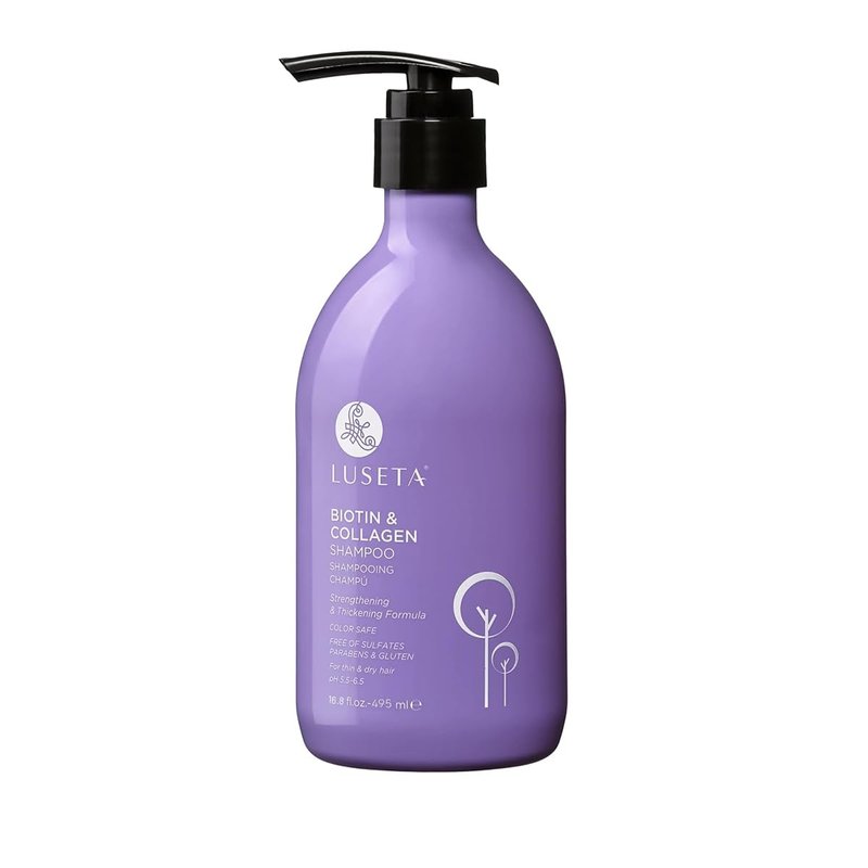 Luseta Thickening Shampoo for Fine Thin Hair - Volumizing Biotin & Collagen Formula for Flat Limp Hair, Adds Body and Fullness, Sulfate-Free, Paraben-Free, 16.8oz