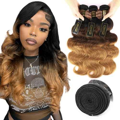 QTHAIR Ombre Human Hair Bundles 16A Brazilian Body Wave Bundles Human Hair 12" 14" 16" 100% Unprocessed Body Wave Virgin Hair Bundles