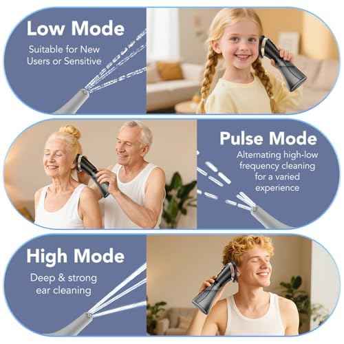 Ear Wax Removal - Electric Ear Cleaner with LED Display, Ear Cleaning Kit Effective & Safe Ear Wax Cleaner Irrigation Flushing System, 3 Pressure Modes, 12 Tips