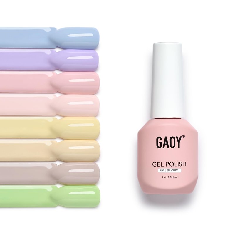 Pastel Gel Nail Polish Set - 8 Soak Off Colors for Salon & DIY Nail Art | Pink, Green, Blue