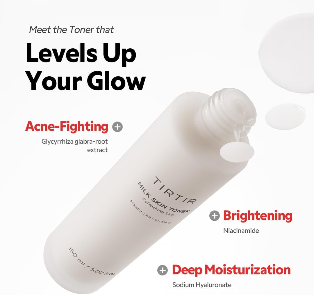 TIRTIR Milk Skin Rice Toner - Deeply Hydrating & Refreshing Formula with Niacinamide | 150ml / 5.07 fl. oz.