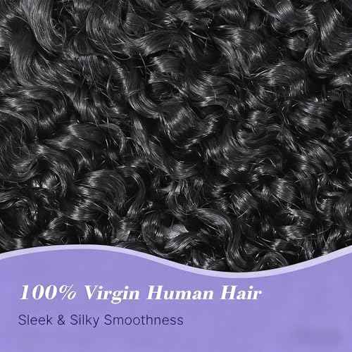 Deep Wave Half Wig Human Hair 200% Density Wear Go Glueless Wigs Human Hair 18 Inch Curly 3 In 1 Half Wigs for Women Drawstring Seamless Flip Headband Wig Beginner Friendly