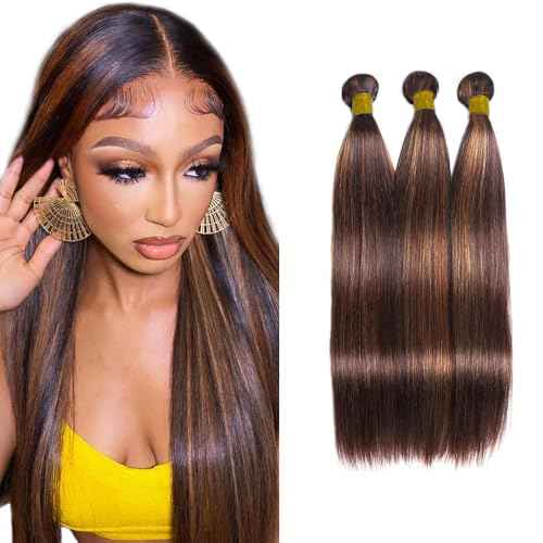 30 Inch P1B30 Brown Straight Human Hair Bundles - Brazilian Virgin Hair, Highlight, Straight Bundles Hair Weave