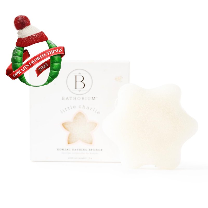 Bathorium Little Charlie Konjac Body Sponge, Gentle & Cleansing Sponge for Babies, Sensitive Skin, 100% Pure Konjac, Ideal for Daily Use, 1 Each