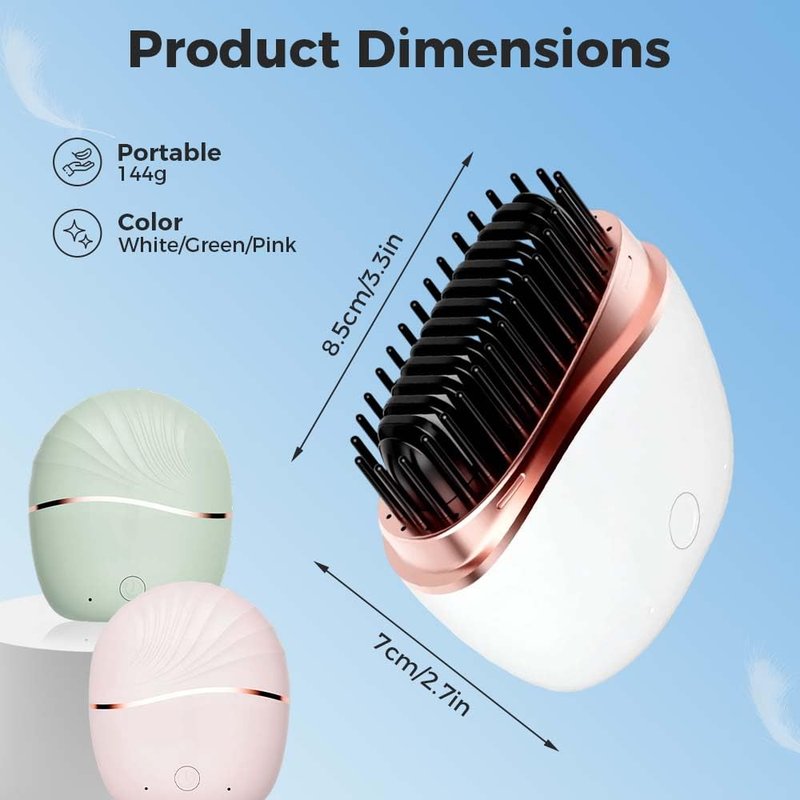 Mini Hair Straightener, 2 in 1Cordless Rechargeable Fast Heating Portable Hair Straightener Comb with Mirror & 3 Temp Settings & Anti-Scald Shell, Perfect for Travel Use (White)
