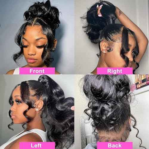 360 Lace Frontal Human Hair Body Wave Transparent 360 Frontal hd Lace Closure With Baby Hair 150% Density Raw Virgin Human Hair Natural Color (22 Inch)