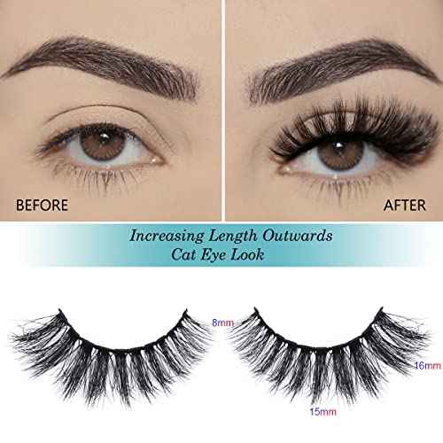 Lashes Bulk Wispy Eyelashes Wholesale 100 Pairs 5 Styles 15mm 18mm Dramatic Cat-Eye Faux Mink Lash Reusable 5D Soft Eyelash with Individual Glitter Portable Pack