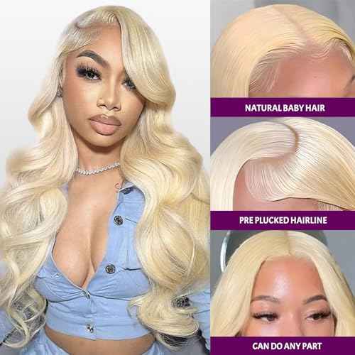 613 Blonde Lace Front Wig Human Hair 22 Inch Body Wave 13x6 HD Transparent Blonde Wigs Pre Plucked Glueless 180 Density