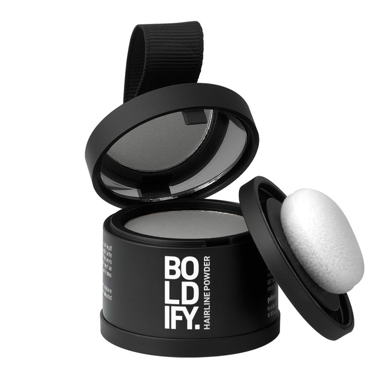BOLDIFY Hairline Powder - Water-Resistant Root Touch Up Hair Color for Gray Coverage - 24-Hour Stain-Proof, Mess-Free Hair Powder for Thinning Hair - Gray