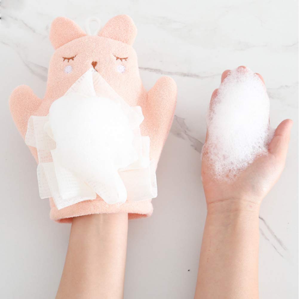 HSENCHO Bath Sponge for Kids Cute Animal Shower Bathing Mitt Loofah Soft Wash Sponge Body Scrub for Baby Toddler (Set of 3