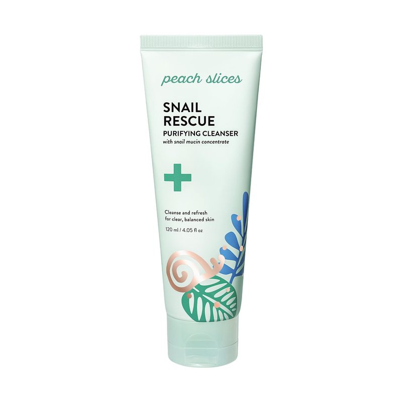 Peach Slices Snail Rescue Cleanser - Purifying Formula with Snail Mucin & Hyaluronic Acid (4.05 oz) | Refresh & Cleanse Skin
