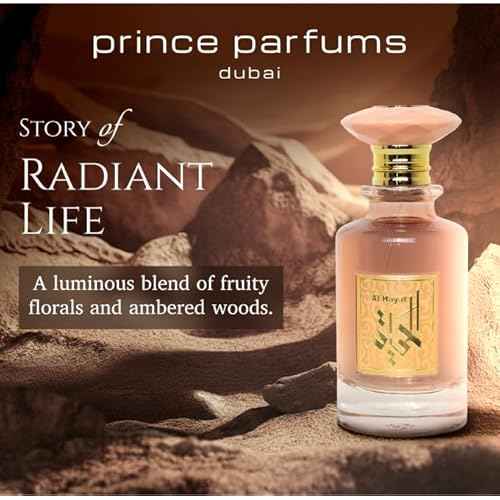 Prince Parfums Dubai ? Al Hayat ? 3.4 Ounces ? Radiant Women¡¯s Eau de Parfum ? Fruity Florals with Jasmine & Amber ? Essence of Life, Femininity & Beauty