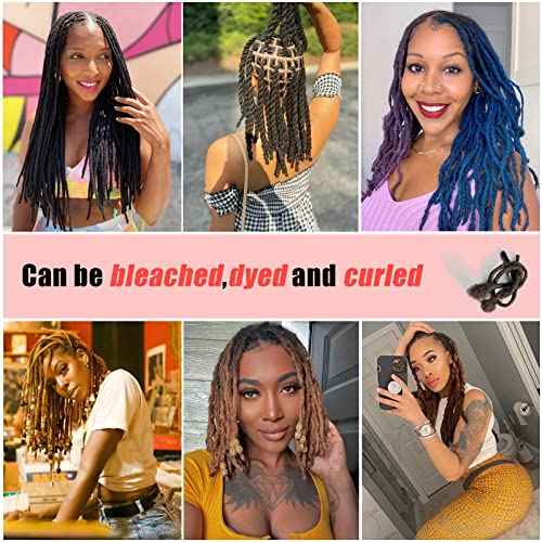 IXIMII 4 inch Human Hair Dreadlock Extensions 0.4cm 60 Strands Handmade Permanent Locs Extensions Soft Natural Black Human Dreads with Comb and Needle for Men Women Kids