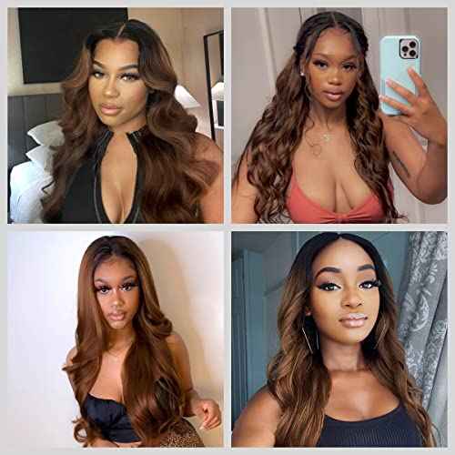 1B/30 Body Wave Lace Frontal Closure - 13x4 Transparent Ear To Ear Ombre Frontal 12A Unprocessed Brazilian Virgin Human Hair #1b/30 Pre Plucked with Baby Hair (20inch)