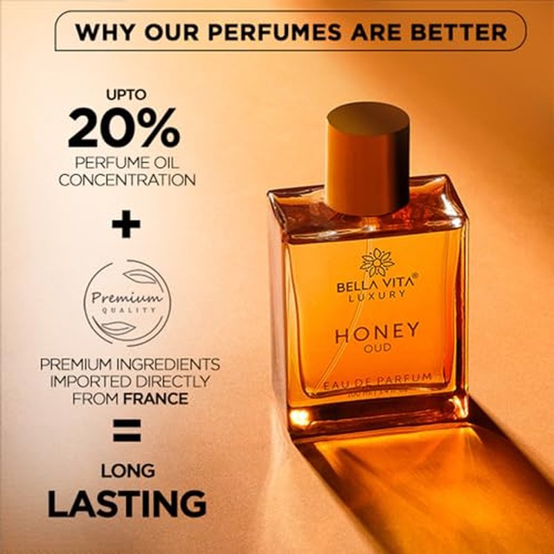 BellaVita Luxury Perfume Duo - Honey Oud & White Oud Eau de Parfum (3.4 fl. oz. Each) | Long-Lasting, Vegan & Cruelty-Free Fragrances