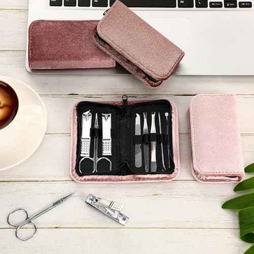 Coume 48 Set Christmas Men Gift Bulk Nail Care Kit Stainless Steel 8 in 1 Manicure and Pedicure Set with Travel Case Baby Shower Prizes for Employee Appreciation Teacher Staff Coworkers(Brown Series)