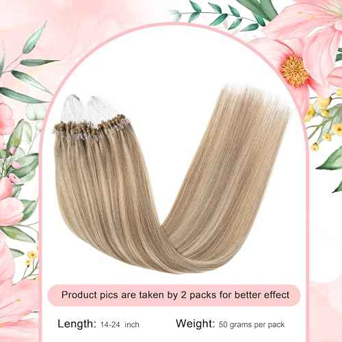 Micro Link Brown Hair Extensions Human Hair Micro Loop Human Hair Extension #16/22 Straight Natural Hair 24 Inch 1g/s 50g Micro Bead Extension(#16/22, 24inch)