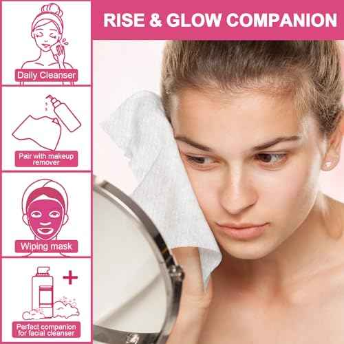 FACEMADE 50 Count (Soft Pack) XL Disposable Face Towels, Ultra Thick Face Towelettes Disposable, Clean Facial Towels for Makeup Remover, Skincare, USDA Certified 100% Biobased
