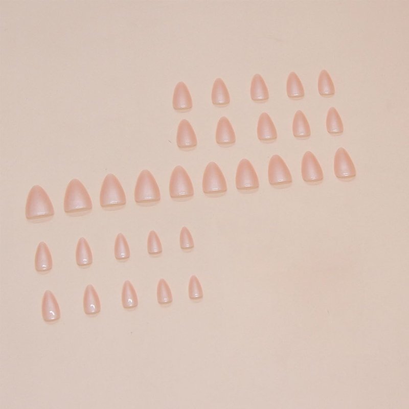 LRKNNO Almond Press on Nails Short Fake Nails Nude Glue on Nails with Designs Glossy Chrome False Nails French Almond Shaped Artificial Nails Reusable Stick on Nails for Women and Girls 24pcs