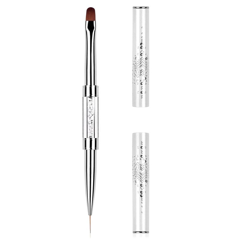 Skiennix Dual Ended Hard Gel Nail Brush - Salon-Grade Nail Art Tool with Rhinestone Handle