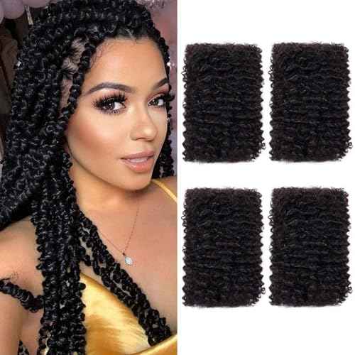 Afro Kinkys Bulk Human Hair for Braid Braiding Mini Twist Locs Dreadlock Extensions Afro Kinky-Curly Human Braiding Hair Bundles For Men Women Kids 14 Inch 4 Bulk 120g 1B Natural Black Easy to Install
