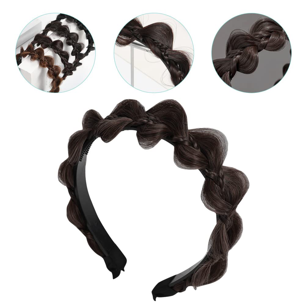 Uonlytech Braided Headband with Teeth Synthetic Hair Braid Hairband Hair Accessory for Women Comfortable Natural Look Hoop for Daily Wear Sports and Parties