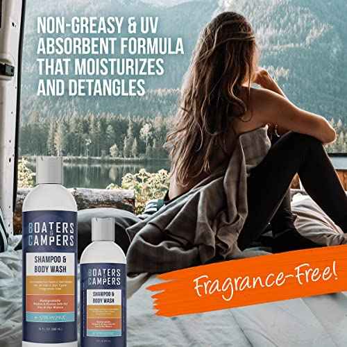STREAM 2 SEA Boaters and Campers Hair Shampoo, 16 oz Reef Safe, Paraben Free and Fragrance Free All Natural Shampoo For Camping and Boating, Anti Frizz and Color Safe Shampoo