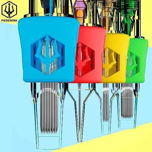 POSEIDON Professional Tattoo Cartridges Needles 50-Pack, Assorted Sizes #10 Round Liner Shader Curved Magnum, 3RL/5RL/7RL/9RL/11RL/3RS/9RM/15RM/9M1/15M1, Disposable Needles with Membrane,Universal Fit