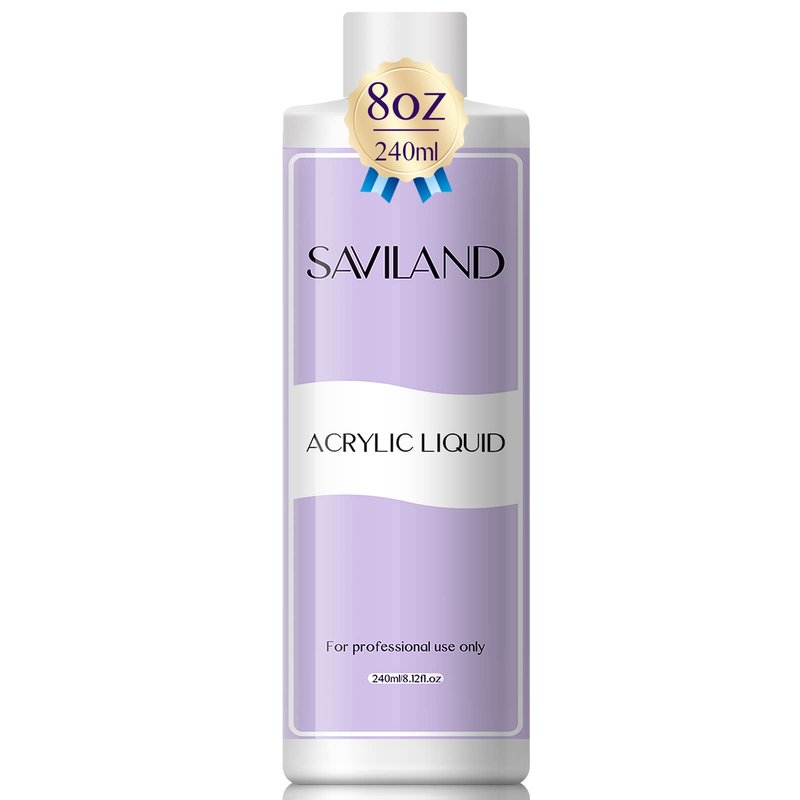 SAVILAND Acrylic Liquid - 8 oz Acrylic Liquid for Acrylic Powder Low Odor Non-Yellowing Professional Acrylic Nail Supplies for Nail Salon Home DIY