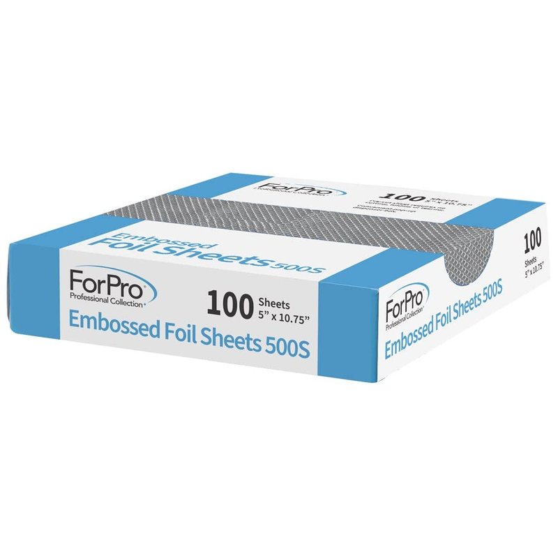 ForPro Professional Embossed Pop-Up Hair Foil Sheets for Salon Hair Color & Highlights, Pre-Cut Aluminum Foils, Non-Slip Embossed Texture, 5" W x 10.75" L, 100 Count