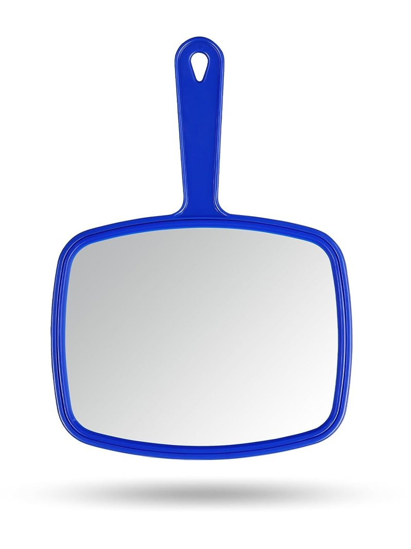 Gladmart Handheld Salon Mirror - Square Barber Hairdressing Mirror with Handle | Blue 7.4 x 10.3 Inches