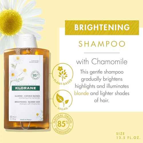 Klorane Brightening Shampoo with Chamomile - Enhances Highlights and Brightens Blonde Hair - Softens and Enhances Shine - Ultra-Gentle Formula - Dermatologist-Tested, Vegan - 13.5 fl. oz.