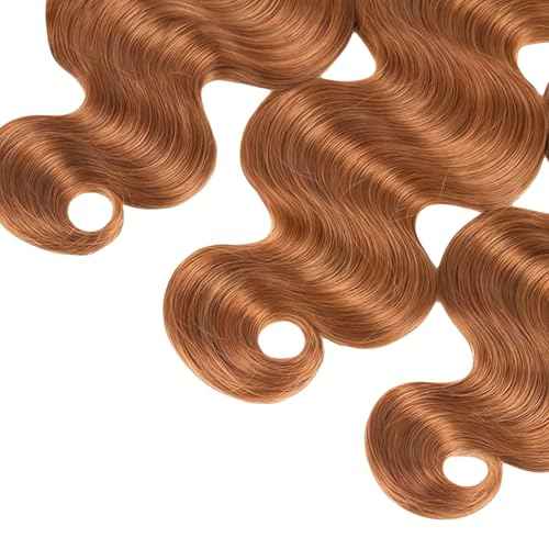 Light Brown Human Hair Bundles Body Wave 20 22 24 Inch Body Wave Human Hair Weave 3 Bundles Silky Hair Bundles Brazilian 3 Bundles Human Hair Extensions 30 Color