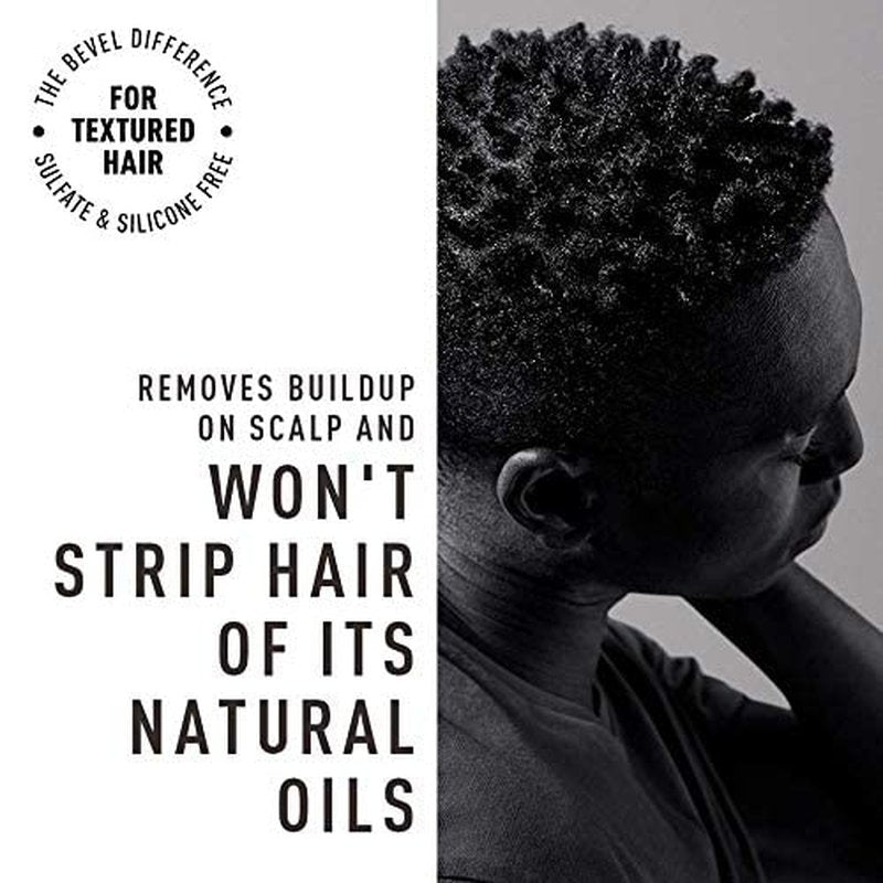 Bevel Shampoo for Men - Sulfate Free Shampoo for Textured Hair with Coconut Oil and Shea Butter, Detangles Coarse, Curly Hair, 12 Oz