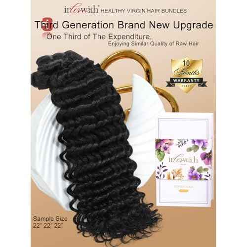 inlovwith Deep Wave Bundles Human Hair, Selected Healthy Curly Human Hair Bundles 100% Unprocessed Brazilian Virgin Hair Wet and Wavy (Single Bundle, 30 Inches)