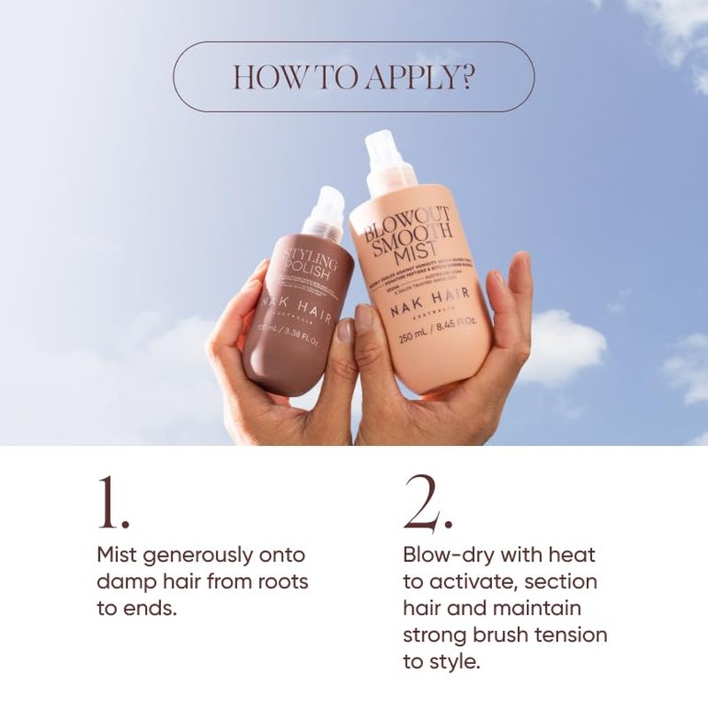 NAK Signature Blowout Mist | Heat Protectant Spray for All Hair Types - Anti-Frizz & Humidity Control, 250ml