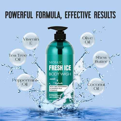 AnatoliaDaphne Fresh Ice Peppermint Body Wash and Shower Gel for MEN with Vitamin E for Jock Itch, Eczema, Ringworm, Body Odor, Body Wash Men with Added Body Oils, LARGE 20.2 FL Oz Bottle