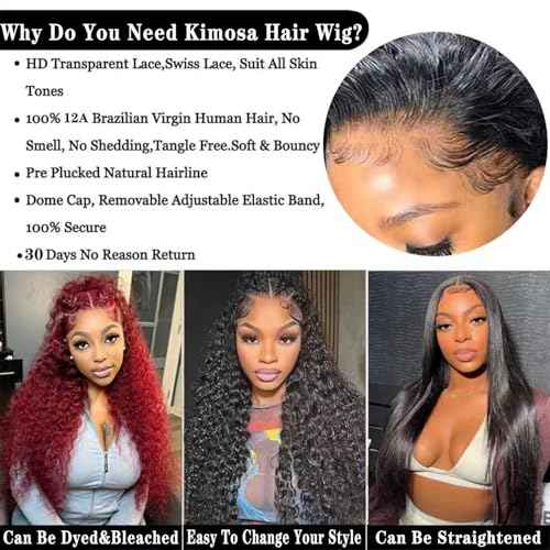 Deep Wave Lace Front Wigs Human Hair 13x4 Deep Lace Frontal Wigs for Women HD Lace 200 Density Wet and Wavy Kinky Curly Lace Front Wig Glueless Wig Pre Plucked with Baby Hair 24 Inch