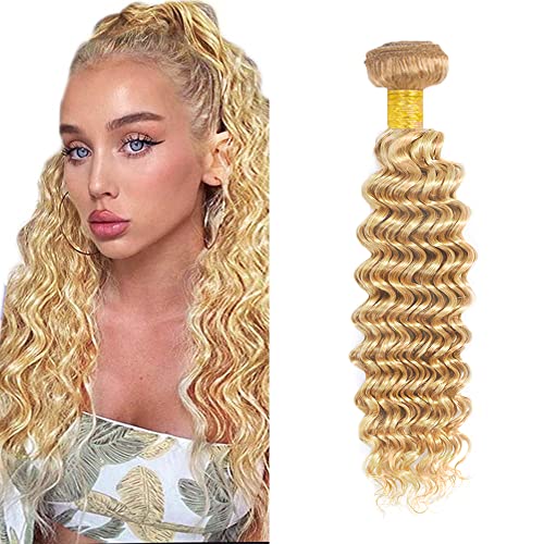 P27/613 Human Hair Bundles 613 Deep Wave Bundles 22 inch Blonde Deep Wave Bundle LadrXadr Blonde Hair Extensions