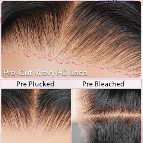 Glueless Curly Wigs Human Hair 7x5 Wear and Go Wig Human Hair Pre Plucked Pre Cut Black Deep Wave Closure Lace Front Wigs Human 12a 220% Density Loose Curly Wig Bleached Knots for Women 20 Inch