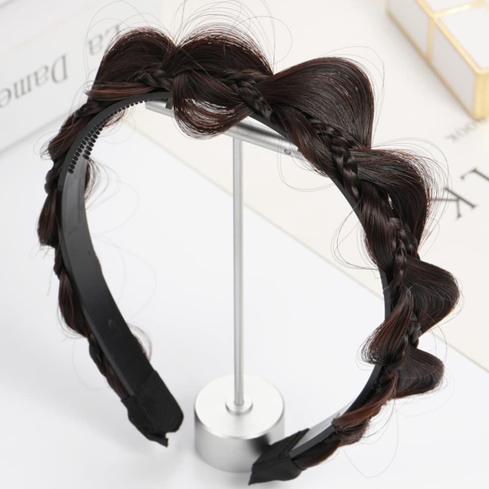 Uonlytech Braided Headband with Teeth Synthetic Hair Braid Hairband Hair Accessory for Women Comfortable Natural Look Hoop for Daily Wear Sports and Parties