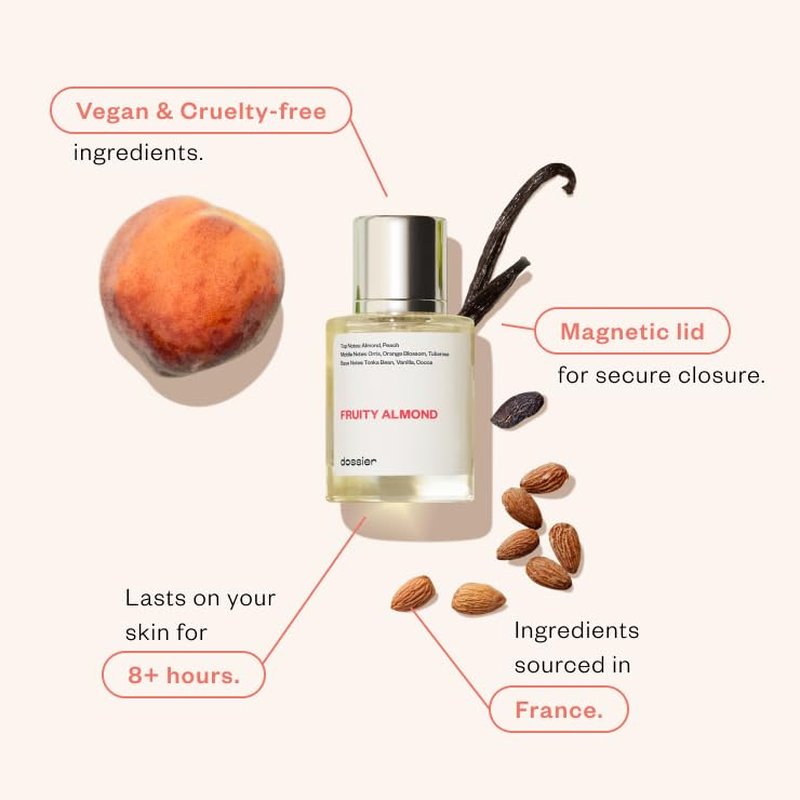 Dossier Fruity Almond Eau de Parfum - Long-Lasting Feminine Fragrance | 3.4 fl oz (100ml)