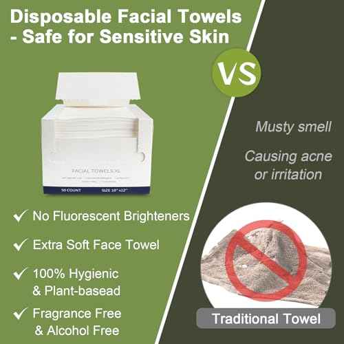 KODAMO Disposable Face Towels ? 2 Pack (100 Count) ? Ultra Soft & Thick Biodegradable Makeup Remover Cloths ? Lint-Free Facial Cleansing Cloths in Paper Box