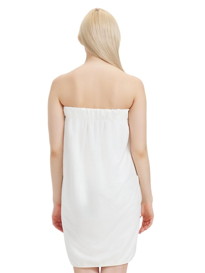 MiYODOS Womens Bath Body Wrap Towel Lightweight Shower Spa Wrap Robe Adjustable Closure Bathrobe White S/M