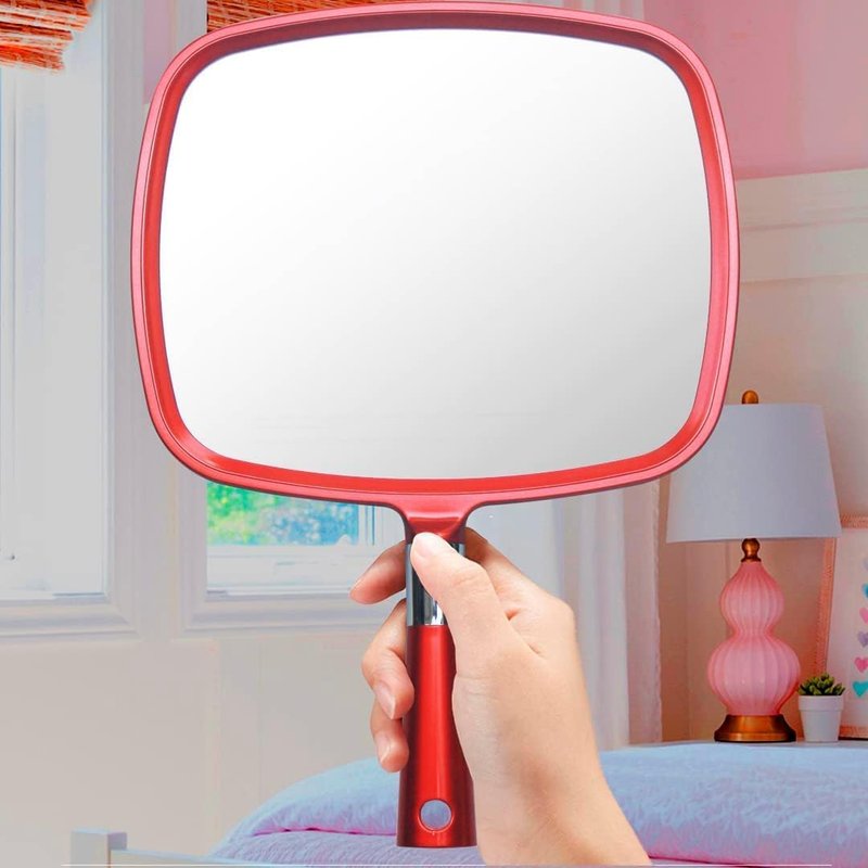 Mirrorvana Professional Hand Mirror - Ergonomic Design for Comfort | Premium Sparkling Red (1-Pack)