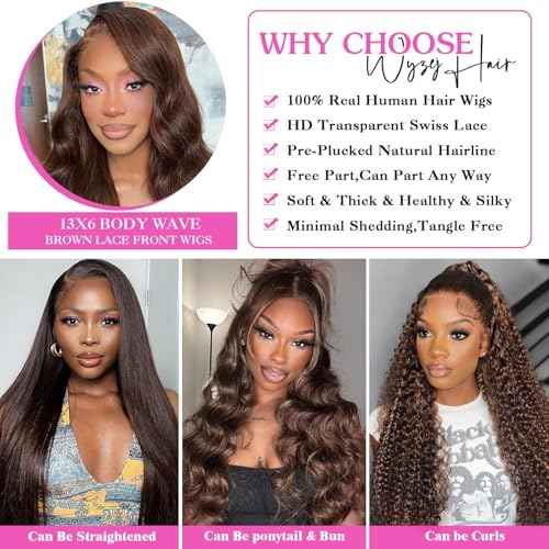 Brown Wig Human Hair 26 inch 13x6 Chocolate Brown Lace Front Wig Human Hair Pre Plucked for Women