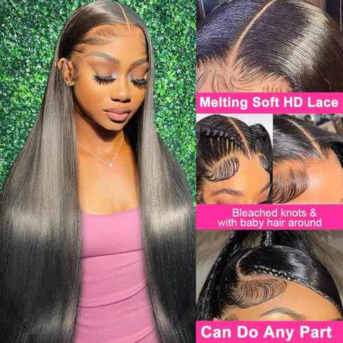 Straight Lace Front Wigs Human Hair Pre Plucked 13x6 Lace Front Wigs Human Hair Wigs for Black Woman Brazilian Frontal Wigs Human Hair Glueless Wigs Human Hair Natural Color 18 Inch