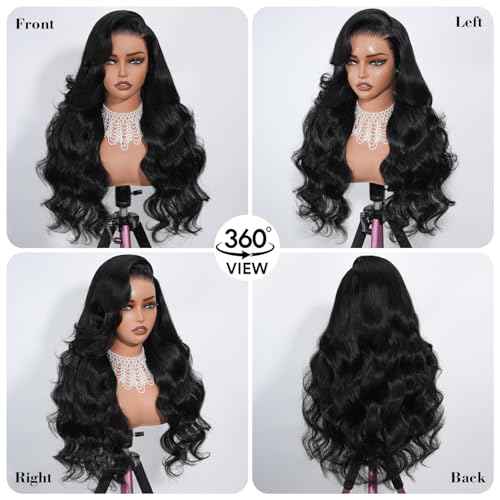 13x6 Body Wave Lace Front Wigs Human Hair Pre Plucked 200% Density HD Transparent Lace Frontal Wigs Human Hair For Women 24 Inch