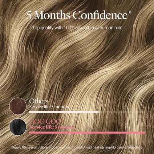 GOO GOO Genius Tape in Hair Extensions, Hand Tied Tape Weft, 4/27/4 Balayage Chocolate Brown to Caramel Blonde, 18inch 50g 20pcs, Remy Human Hair, Seamless Invisible Tape, Natural Blend, Lightweight